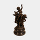 Large Classical Cherubs and Central Figure Bronze Sculpture by Giant Sculptures, with a child raising one arm flanked by two winged cherubs on a round base.