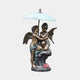 Giant Sculptures Large Classical Cherubs Under Parasol Bronze Sculpture 170cm, two embracing cherubs with feathered and butterfly wings beneath a verdigris parasol.