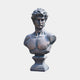 Giant Sculptures' 80cm Large Classical David Bust in dark bronze with warm brown highlights, head turned slightly, mounted on a tiered rectangular plinth against a light grey background.