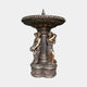 Large Classical Draped Figures and Urn Fountain Sculpture by Giant Sculptures in dark antique bronze, two robed women with urns flanking a fluted column.