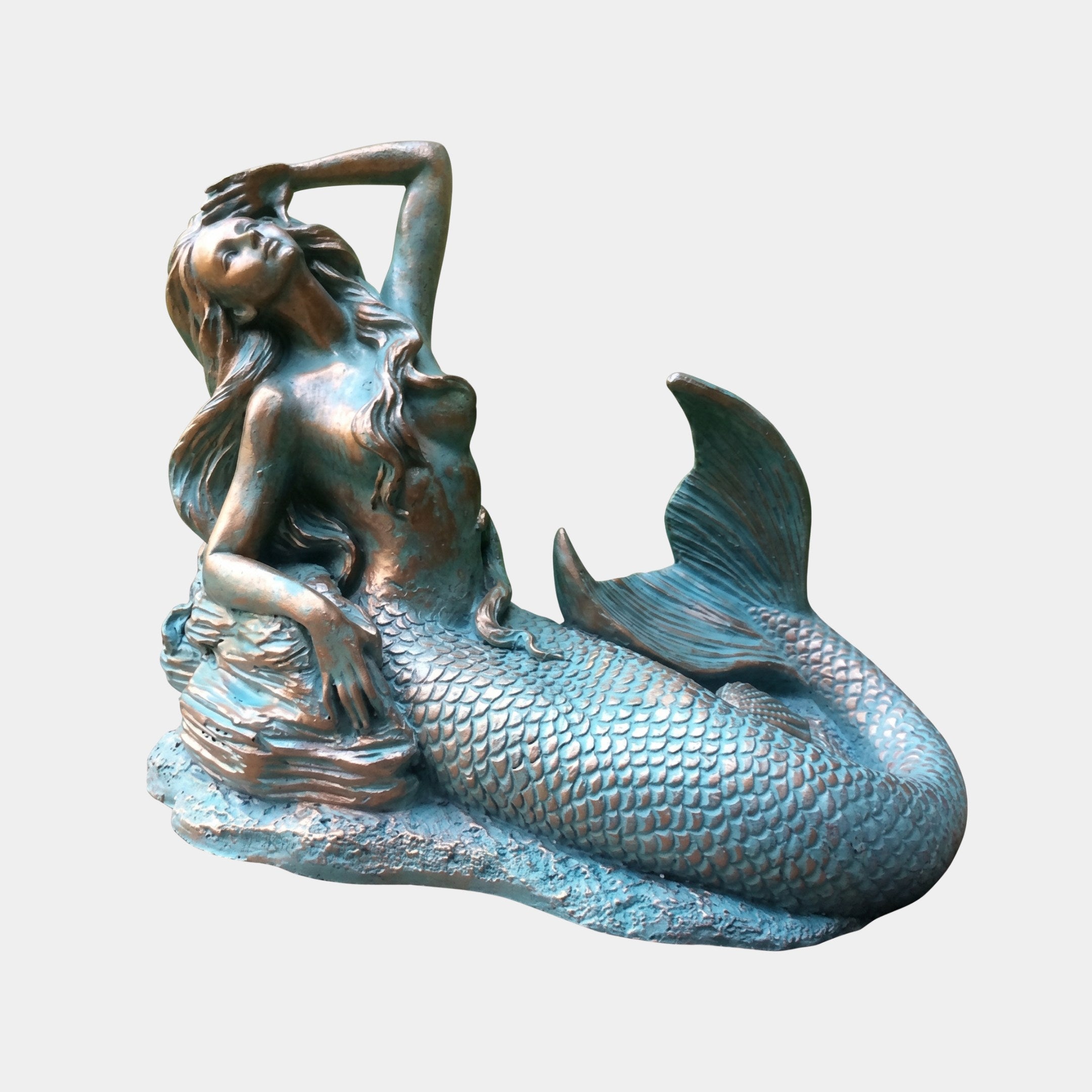 Large Classical Reclining Mermaid Bronze Sculpture (Propped Upright) - 120cm
