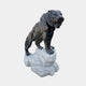 Large Classical Roaring Tiger Bronze Sculpture by Giant Sculptures in dark patina, shown crouched with snarling open mouth and braced paws on a plain background.