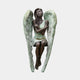 Large Classical Seated Angel Bronze Sculpture by Giant Sculptures, 180cm, with two-tone verdigris wings, arms crossed at chest, against a plain background.