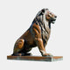 Giant Sculptures Large Classical Seated Lion Bronze Sculpture at 220cm, shown in side profile with flowing mane and reddish-brown patina on a rectangular plinth.