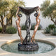 Giant Sculptures Large Classical Two Figures Bronze Fountain at 220cm, two nude figures lifting a draped basin above a twisted column in a circular garden pool.