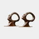 Pair of Giant Sculptures Large Contemporary Abstract Face Bronze Sculptures, 150cm, with upturned profiles and circular voids replacing the cranium, dark brown patina.