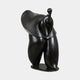 Large Contemporary Abstract Female Figure Bronze Sculpture by Giant Sculptures in deep black patina, with sweeping cloak-like form and oval head, on a plain background.