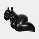 Large Contemporary Abstract Reclining Figure Bronze Sculpture by Giant Sculptures in black patina, shown from the side with two spherical head protrusions.
