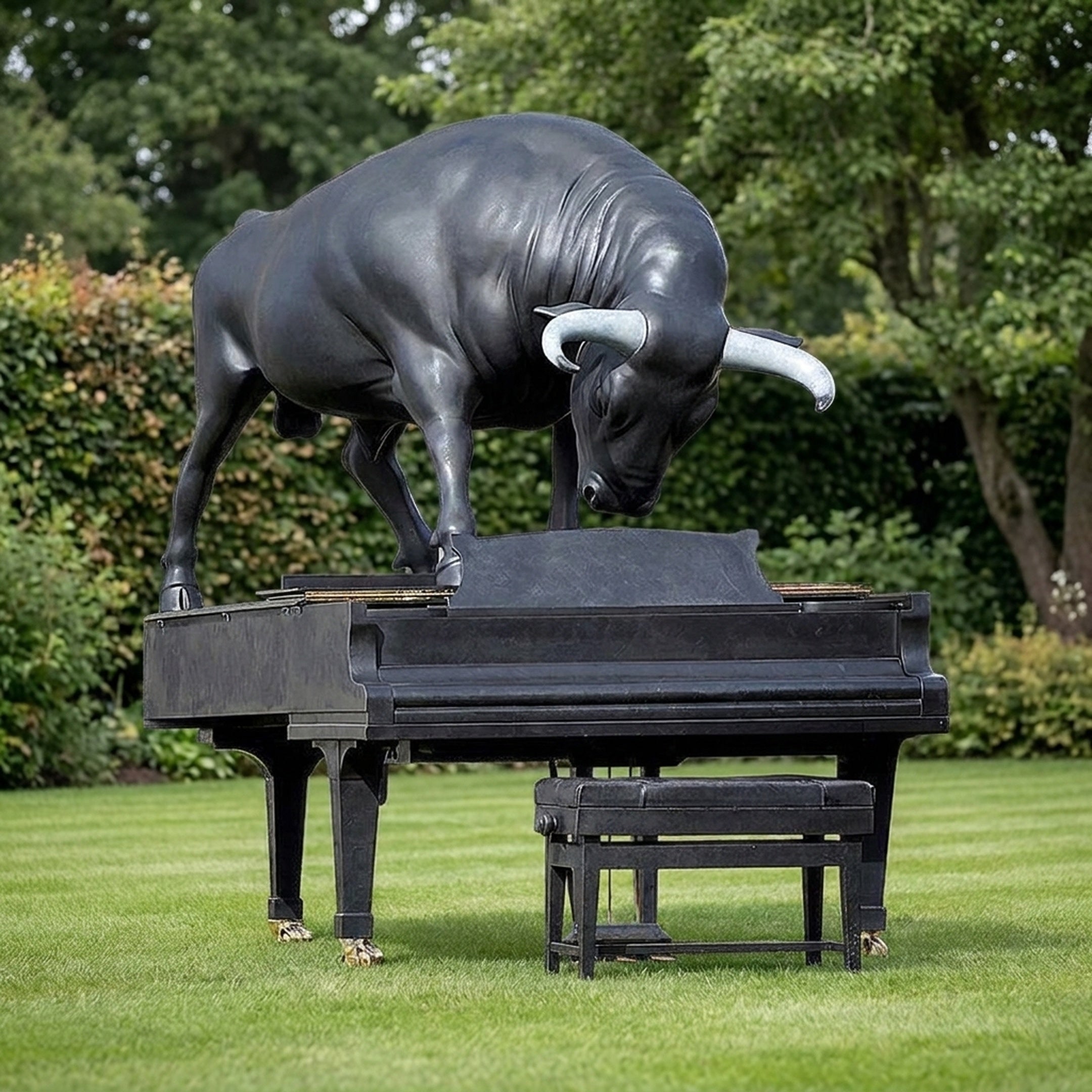 Large Contemporary Bull Bronze Sculpture (Companion Piece) - 110cm