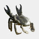 Large Contemporary Crab Bronze Sculpture by Giant Sculptures, 150cm, shown with both claws raised in a defensive display and a dark grey-green patina finish.