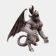 Large Contemporary Crouching Gargoyle Demon Bronze Sculpture by Giant Sculptures, shown crouching with spread bat wings, ram horns, and snarling fangs.