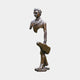 Large Contemporary Fragmented Traveller Bronze Sculpture by Giant Sculptures, a moustached figure with suitcase and a hollow midsection, on a plain background.