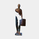 Giant Sculptures Large Contemporary Fragmented Traveller Bronze Sculpture, 210cm, dark patina male figure mid-stride with suitcase, missing torso and leg sections.