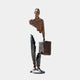 Large Contemporary Fragmented Traveller Figure Bronze Sculpture by Giant Sculptures, 210cm, showing a man with suitcase and missing torso, on a plain background.