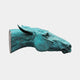Side profile of the Giant Sculptures Large Contemporary Horse Head Bronze Sculpture in verdigris patina, ears pinned back and mouth open, on a plain background.