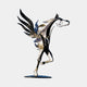 Large Contemporary Winged Horse Bronze Sculpture by Giant Sculptures, 90cm rearing Pegasus with spread wings and two-tone gold and black patina on a flat base.