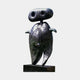 Large Modern Abstract Anthropomorphic Figure Bronze Sculpture by Giant Sculptures, 220cm tall with dark patina, binocular-eyed head and lobed body on a black plinth.