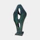Large Modern Abstract Bronze Sculpture by Giant Sculptures, 120cm tall biomorphic form with two oval cut-outs and verdigris patina on a square plinth.