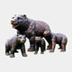 Large Traditional Bear Family Bronze Sculpture by Giant Sculptures, showing an adult bear with open mouth and three cubs in warm brown patina.