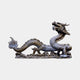 Large Traditional Chinese Dragon Bronze Fountain by Giant Sculptures, 150cm, coiling serpentine body with horned head raised above a wave-sculpted base.
