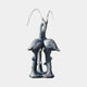 Large Traditional Crane Pair Bronze Fountain by Giant Sculptures, 190cm, two back-to-back cranes with arched necks and verdigris patina, on a plain background.