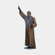 Giant Sculptures Large Traditional Robed Figure Bronze Sculpture 210cm, monastic figure with raised arm pointing skyward and cross in hand, on plain background.