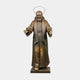 Large Traditional Robed Friar Saint Bronze Statue by Giant Sculptures, 150cm figure with outstretched hands, rosary, and halo in golden-bronze patina on a plain background.