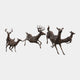 Large Traditional Running Deer Herd Bronze Fountain by Giant Sculptures, showing six leaping stags and does in dark antique patina on a plain background.