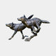 Large Traditional Running Wolves Bronze Sculpture by Giant Sculptures, two wolves mid-stride with dark brown-black patina and golden highlights, on a plain background.