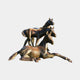Large Traditional Three Horses Bronze Sculpture by Giant Sculptures, 180cm, showing a recumbent foal, standing horse, and rearing horse in warm amber patina.