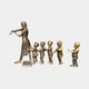Giant Sculptures' 200cm Large Traditional Violinist and Children Bronze Sculpture showing a woman playing violin as five children follow in procession, warm golden-brown patina.