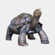 Giant Sculptures Large Traditional Walking Tortoise Bronze Sculpture 90cm, shown mid-stride with head raised, antique bronze patina, on a plain light background.