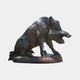 Large Traditional Wild Boar Bronze Sculpture by Giant Sculptures, 150cm, shown in side view with bared tusks and bristled coat on an integral rocky base.