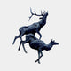 Life-Size Bugling Stag and Deer Bronze Sculpture by Giant Sculptures, showing the antlered stag bugling upward behind a leaping deer in dark patina finish.