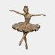 Life-Size Classical Ballerina Dancer Bronze Fountain by Giant Sculptures, golden-brown patina figure in arabesque en pointe with arms outstretched and ruffled tutu.