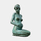 Life-Size Classical Kneeling Female Figure Bronze Sculpture by Giant Sculptures in verdigris patina, nude form kneeling with hands resting on abdomen.