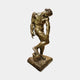 Giant Sculptures Life-Size Classical Male Figure Bronze Sculpture 220cm in contrapposto pose with bowed head on a rocky base, dark patina, plain background.