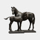 Life-Size Classical Mare and Foal Bronze Sculpture by Giant Sculptures, 180cm, dark patinated cast bronze pair on rectangular plinths against a plain background.