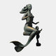 Life-Size Classical Mermaid and Merboy Bronze Sculpture 350cm by Giant Sculptures, green verdigris patina with golden scaled tail, child reaching upward.