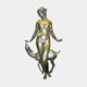 Life-Size Classical Nude Goddess with Greyhound Bronze Sculpture by Giant Sculptures, shown front-on with verdigris and golden patina against a plain background.