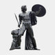 Life-Size Classical Nude Male Warrior Bronze Statue 200cm by Giant Sculptures, near-black patina figure raising a round shield and gripping a sword downward.