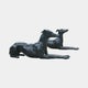 Life-Size Classical Recumbent Greyhound Pair Bronze Sculpture by Giant Sculptures, two black-patinated dogs lying alert in opposite directions on a plain background.