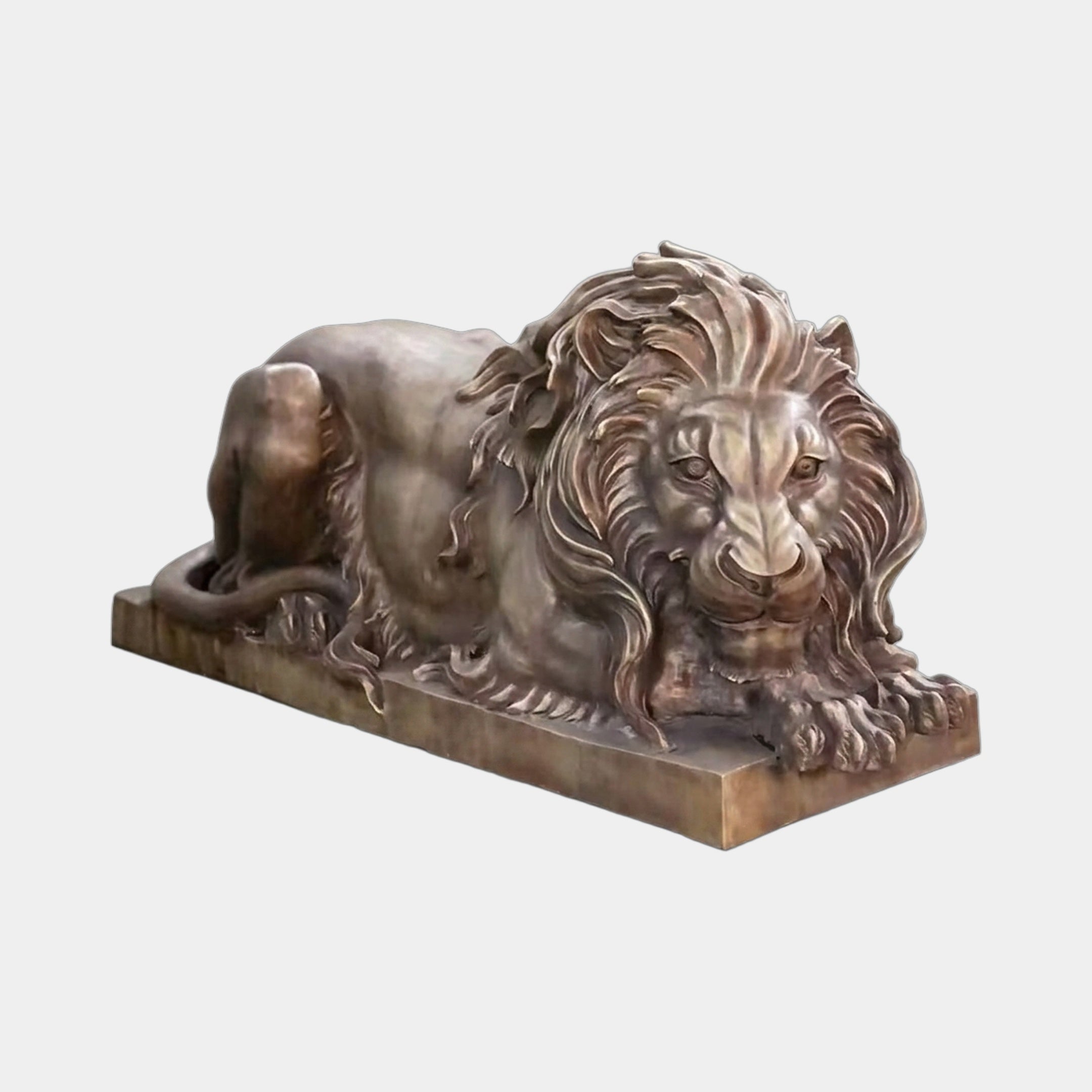 Life-Size Classical Recumbent Lion Bronze Sculpture - 140cm