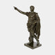 Life-Size Classical Roman Commander Bronze Statue by Giant Sculptures, side view with arm raised in command, dark patina, cupid at leg, square plinth.