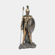 Life-Size Classical Spartan Warrior Bronze Sculpture by Giant Sculptures, hoplite in Corinthian helmet holding a spear and round shield, on a rocky base.