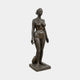 Giant Sculptures Life-Size Classical Standing Nude Female Bronze Sculpture, 190cm, dark brown patina, sphere at feet, square base, plain background.