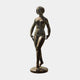 Life-Size Classical Standing Nude Female Bronze Sculpture by Giant Sculptures in contrapposto pose with verdigris patina, shown against a plain light background.