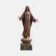 Life-Size Classical Standing Virgin Mary Bronze Statue by Giant Sculptures, robed figure with arms outstretched on a granite pedestal inscribed AVE MARIA.