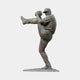 Life-Size Contemporary Baseball Pitcher Bronze Sculpture 240cm by Giant Sculptures, shown mid wind-up with knee raised and glove up, warm patina, plain background.