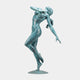 Life-Size Contemporary Dancing Nude Female Bronze Sculpture by Giant Sculptures in verdigris patina, arched balletic pose on tiptoe, shown on a plain background.